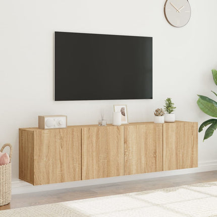 Väggmonterad tv-bänk 2 st sonoma-ek 80x30x41 cm