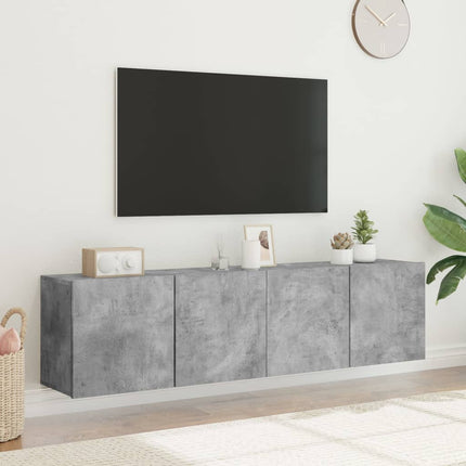 Väggmonterad tv-bänk 2 st betonggrå 80x30x41 cm