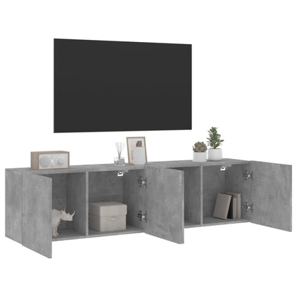 Väggmonterad tv-bänk 2 st betonggrå 80x30x41 cm