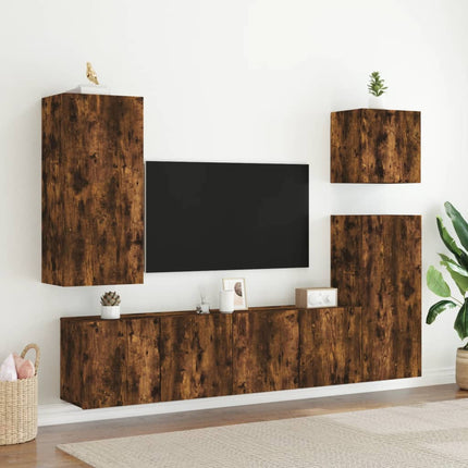 Väggmonterad tv-bänk rökfärgad ek 80x30x41 cm