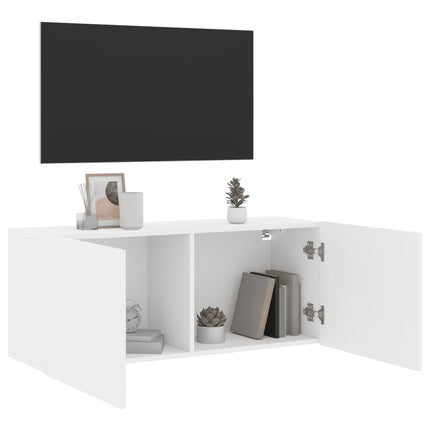 Väggmonterad tv-bänk vit 100x30x41 cm
