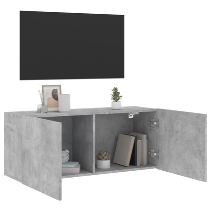 Väggmonterad tv-bänk betonggrå 100x30x41 cm