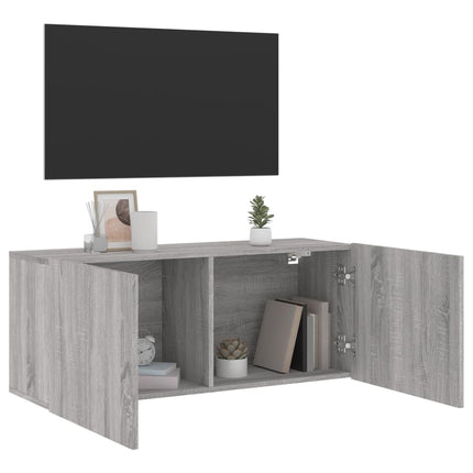 Väggmonterad tv-bänk grå sonoma 100x30x41 cm