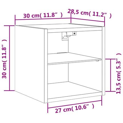 Väggmonterad tv-bänk LED vit 30x28,5x30 cm