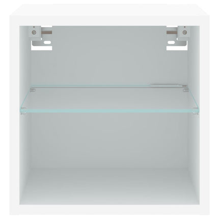 Väggmonterad tv-bänk LED vit 30x28,5x30 cm