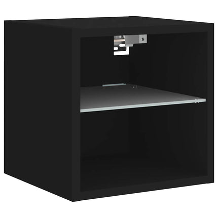 Väggmonterad tv-bänk LED svart 30x28,5x30 cm