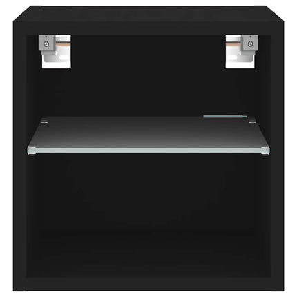 Väggmonterad tv-bänk LED svart 30x28,5x30 cm