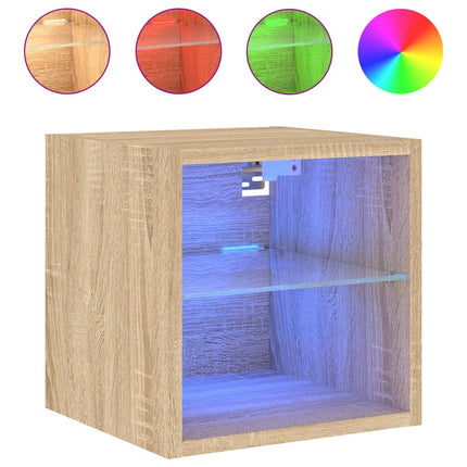 Väggmonterade tv-bänkar LED 2 st sonoma-ek 30x28,5x30 cm