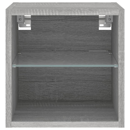 Väggmonterad tv-bänk LED 2 st grå sonoma 30x28,5x30 cm