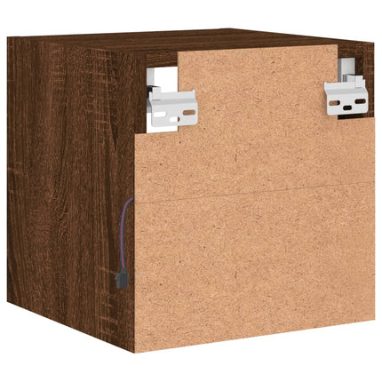 Väggmonterad tv-bänk LED brun ek 30x28,5x30 cm