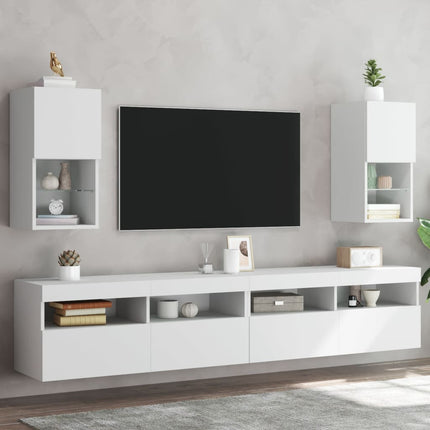 Tv-bänk med LED 2 st vit 30,5x30x60 cm