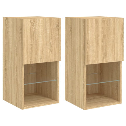 Tv-bänk med LED-belysning 2 st sonoma-ek 30,5x30x60 cm