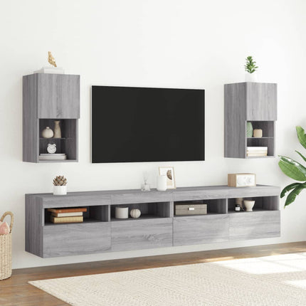 TV-bänk med LED-belysning grå sonoma 30,5x30x60 cm