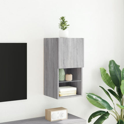 TV-bänk med LED-belysning grå sonoma 30,5x30x60 cm