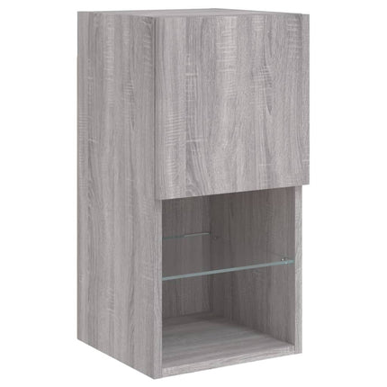 TV-bänk med LED-belysning 2 st grå sonoma 30,5x30x60 cm