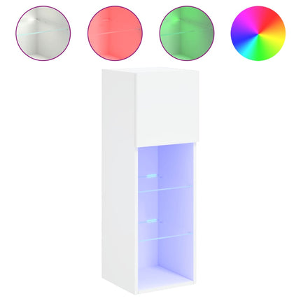 TV-bänk med LED-belysning 2 st vit 30,5x30x90 cm