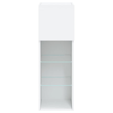 TV-bänk med LED-belysning 2 st vit 30,5x30x90 cm