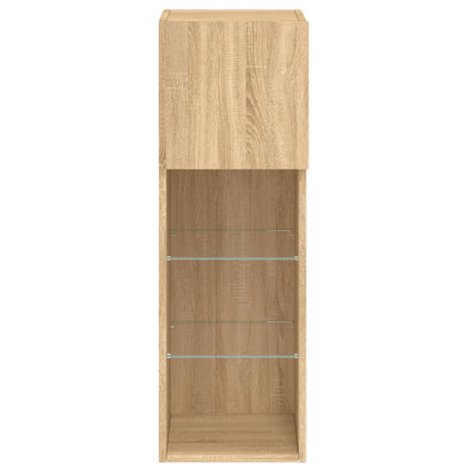 TV-bänk med LED-belysning 2 st sonoma-ek 30,5x30x90 cm