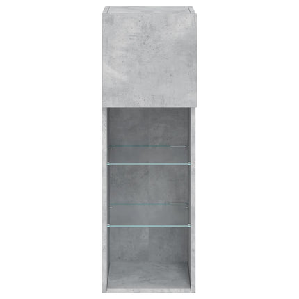 TV-bänk med LED-belysning 2 st betonggrå 30,5x30x90 cm