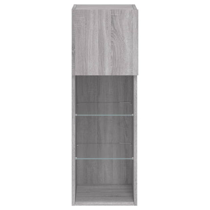 TV-bänk med LED-belysning 2 st grå sonoma 30,5x30x90 cm