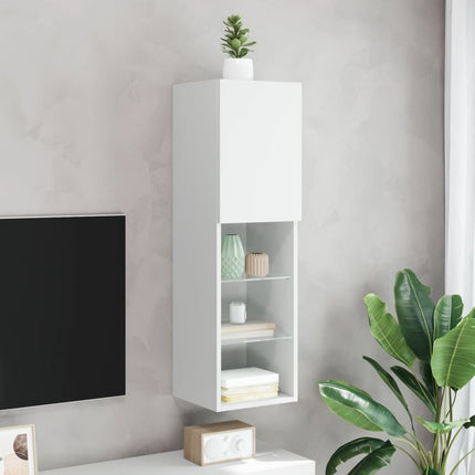Tv-skåp med LED vit 30,5x30x102 cm