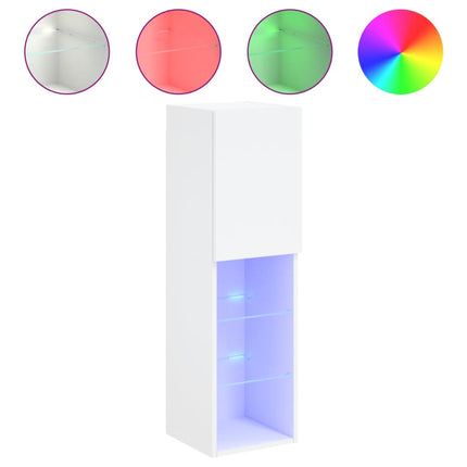 TV-bänk med LED-belysning 2 st vit 30,5x30x102 cm