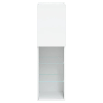TV-bänk med LED-belysning 2 st vit 30,5x30x102 cm