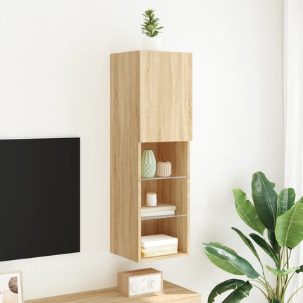 Tv-bänk med LED-belysning sonoma-ek 30,5x30x102 cm
