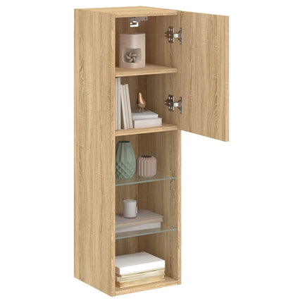 Tv-bänk med LED-belysning sonoma-ek 30,5x30x102 cm