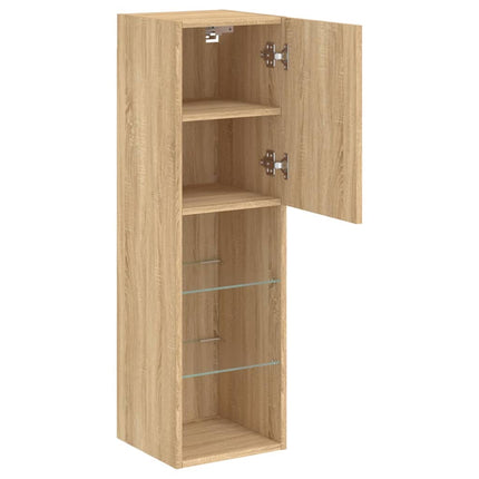 Tv-bänk med LED-belysning sonoma-ek 30,5x30x102 cm
