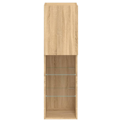 Tv-bänk med LED-belysning sonoma-ek 30,5x30x102 cm