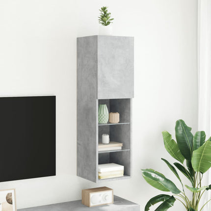 Tv-bänk med LED-belysning betonggrå 30,5x30x102 cm