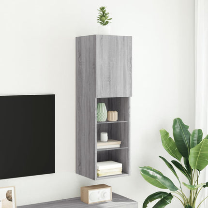 Tv-bänk med LED-belysning grå sonoma 30,5x30x102 cm