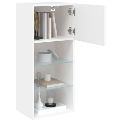 TV-bänk med LED-belysning 2 st vit 40,5x30x90 cm