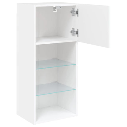 TV-bänk med LED-belysning 2 st vit 40,5x30x90 cm