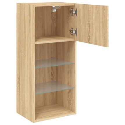 Tv-bänk med LED-belysning 2 st sonoma-ek 40,5x30x90 cm