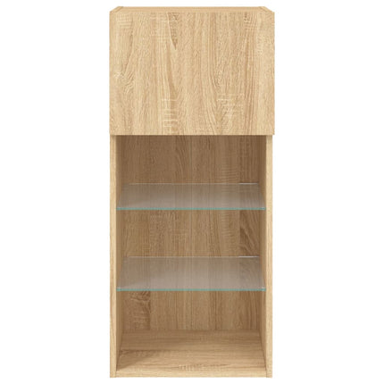 Tv-bänk med LED-belysning 2 st sonoma-ek 40,5x30x90 cm