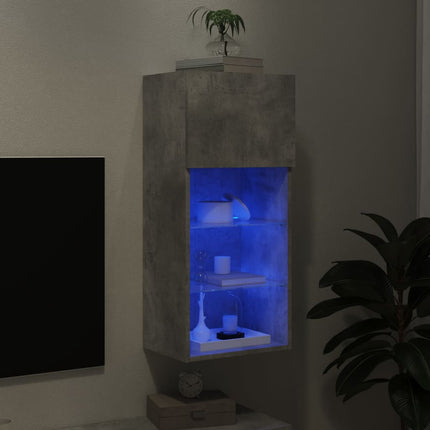 Tv-bänk med LED-belysning betonggrå 40,5x30x90 cm