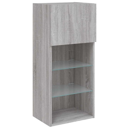 Tv-bänk med LED-belysning grå sonoma 40,5x30x90 cm