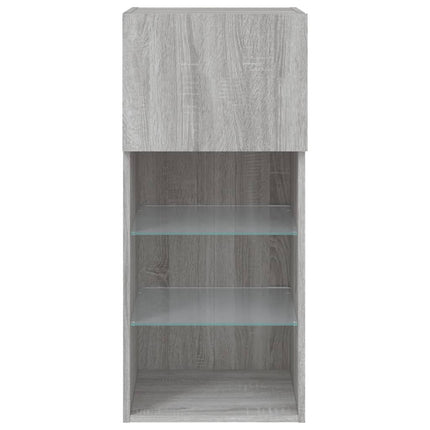 TV-bänk med LED-belysning 2 st grå sonoma 40,5x30x90 cm