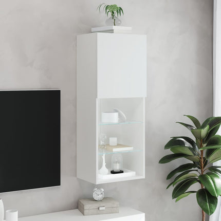 Tv-bänk med LED-belysning vit 40,5x30x102 cm