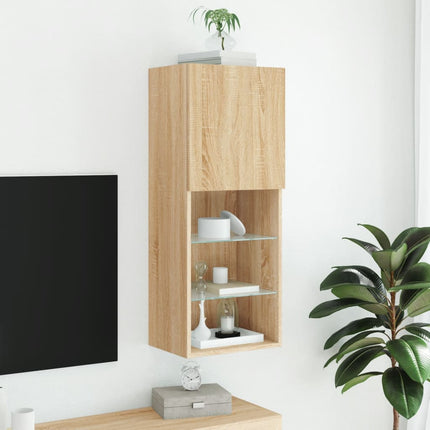 Tv-bänk med LED-belysning sonoma-ek 40,5x30x102 cm