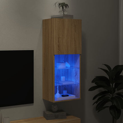 Tv-bänk med LED-belysning sonoma-ek 40,5x30x102 cm