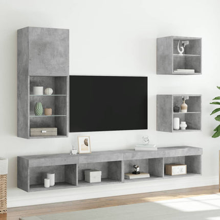 Tv-bänk med LED-belysning betonggrå 40,5x30x102 cm