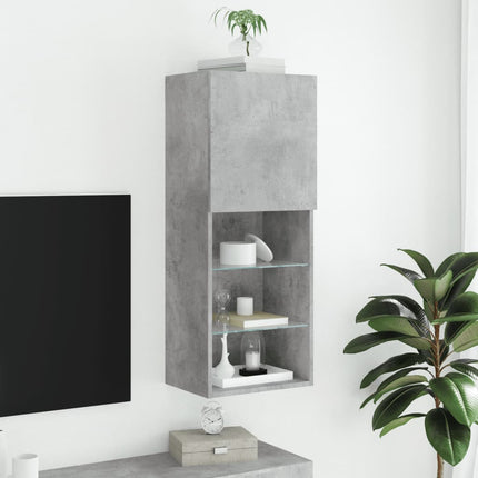 Tv-bänk med LED-belysning betonggrå 40,5x30x102 cm