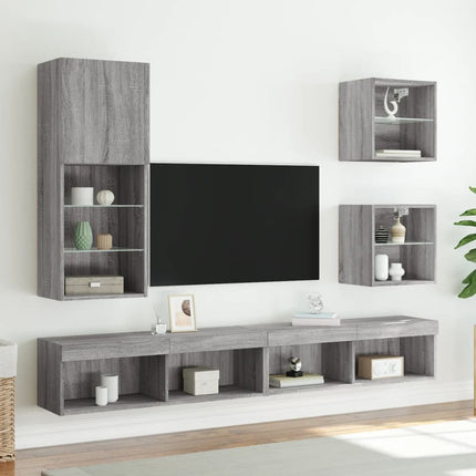 TV-bänk med LED-belysning grå sonama 40,5x30x102 cm