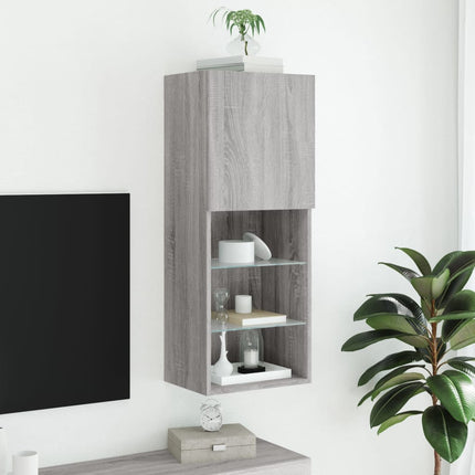 TV-bänk med LED-belysning grå sonama 40,5x30x102 cm