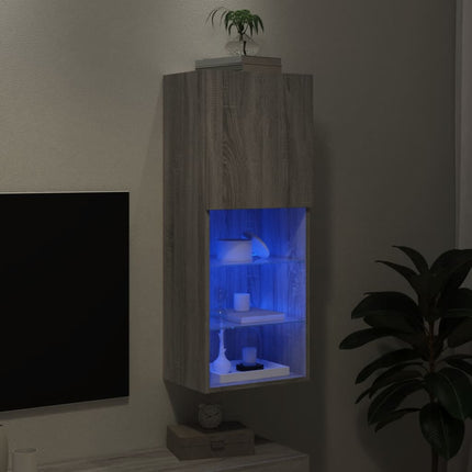 TV-bänk med LED-belysning grå sonama 40,5x30x102 cm