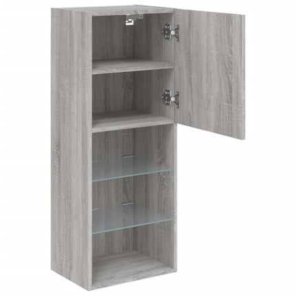 TV-bänk med LED-belysning grå sonama 40,5x30x102 cm