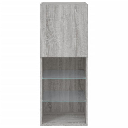 TV-bänk med LED-belysning grå sonama 40,5x30x102 cm